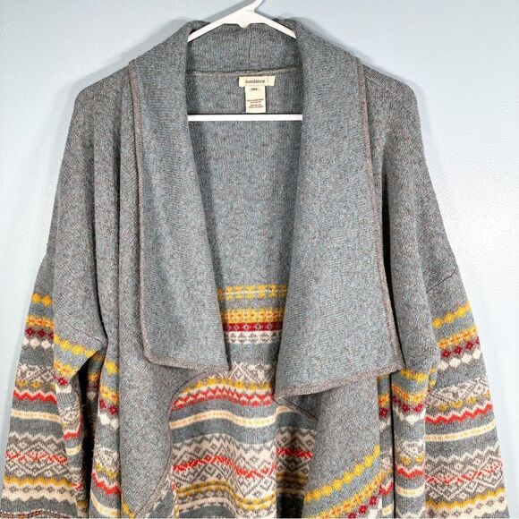 Sundance Lambs Wool Waterfall Draped Open Front Sweater Cardigan - Picture 2 of 12